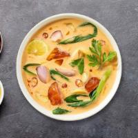 Tom Kha Soup · Thai coconut milk soup with herbs and choice of meat.