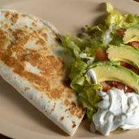Quesadillas Large (Grande) · Comes with: lettuce, tomato, sour cream, beans, avocado, and cheese (lechuga, tomate, crema,...