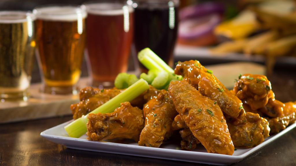 Buffalo Wings · Juicy chicken wings. Hot, medium, mild or BBQ.