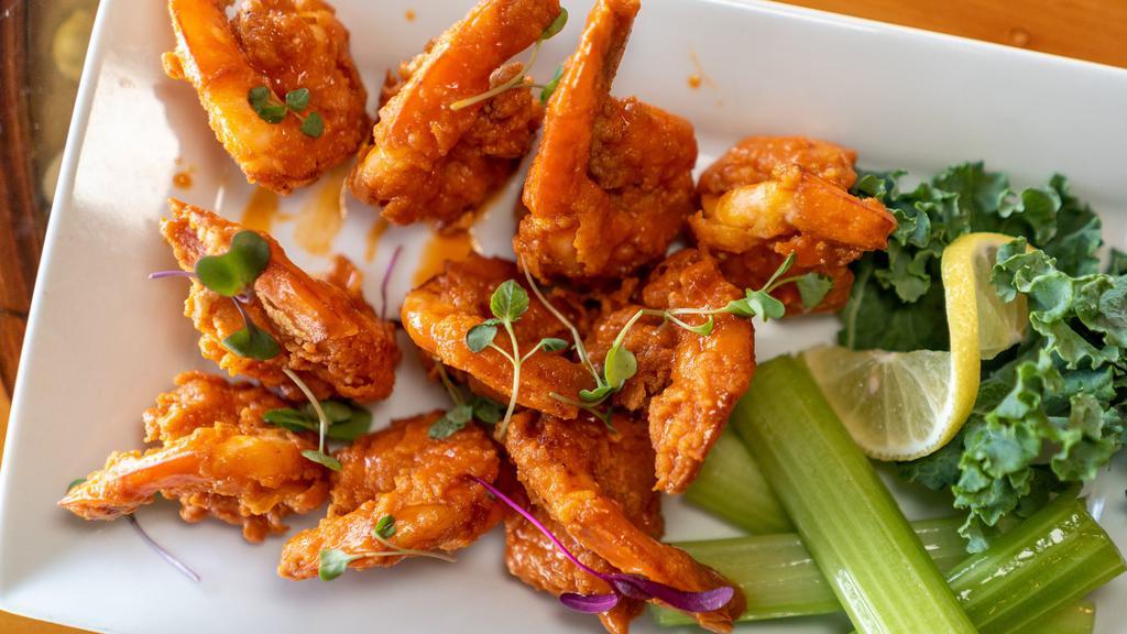 Buffalo Shrimp · Jumbo shrimp lightly seasoned and fried. Tossed with Just George's mild sauce or Bang Bang sauce.