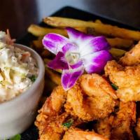 Fried Shrimp · Jumbo shrimp fried to golden perfection. Served with hand-cut fries and coleslaw.