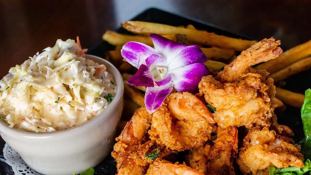 Fried Shrimp · Jumbo shrimp fried to golden perfection. Served with hand-cut fries and coleslaw.