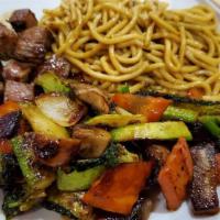 Hibachi Steak (Kid'S) · Served with Fried Rice, Noodles, French Fries, or Steamed Rice and Grilled Vegetables.