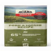 Acana Singles Pork & Squash (4,5 Pounds) · Our ACANA® food for dogs always goes beyond the 1st ingredient™, with thoughtfully crafted r...