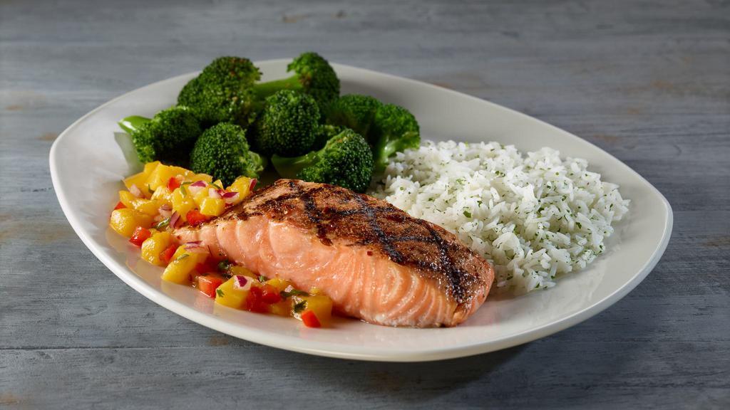 Atlantic Salmon - Small · Lightly seasoned and wood-grilled (300 cal), served with choice of sauce and two signature sides