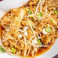 Pad Thai · Stir-fried rice noodle with bean sprout, scallion, and ground peanut in mildly sweet tamarin...