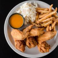 Wing Dinner · Three fried jumbo wings served with fries and coleslaw. With or without sauce.