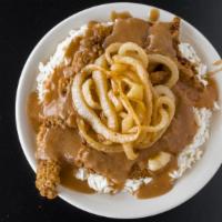 Liver & Onions · Tender slices of beef liver fried to perfection and smothered in gravy served over a bed of ...