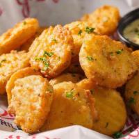 Fried Pickles · Batter-dipped dill pickle slices served with remoulade. (serves 2) .