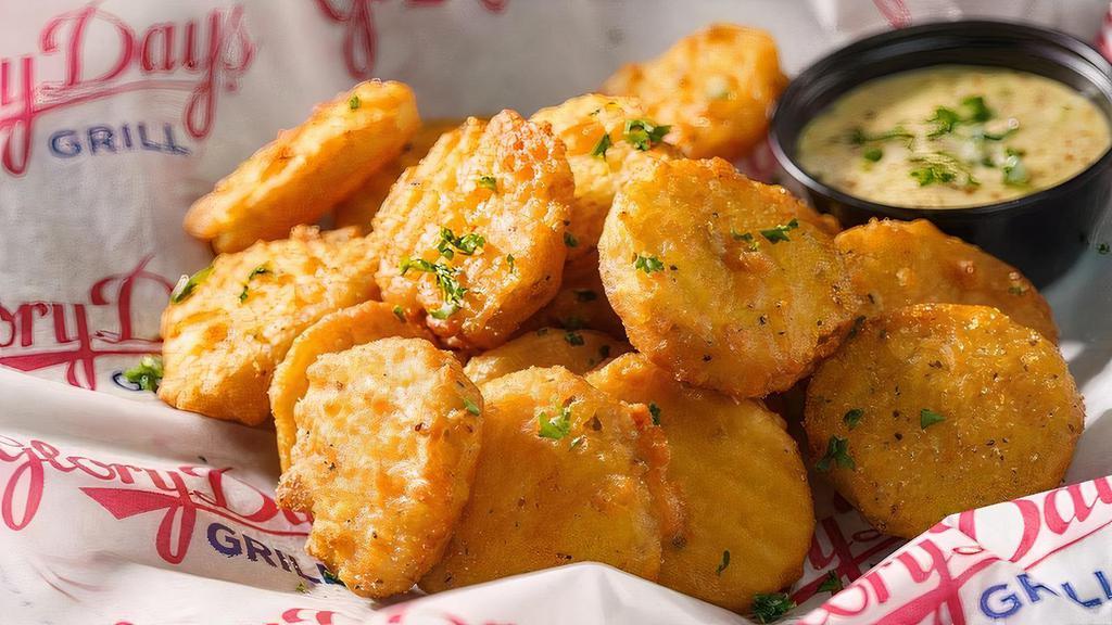 Fried Pickles · Batter-dipped dill pickle slices served with remoulade. (serves 2) .