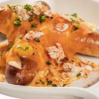 Crab Pretzels · Soft pretzels topped with Maryland crab dip and melted cheddar. (serves 2) .