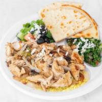 Chicken Platter · Comes with rice, salad, and pita bread.
