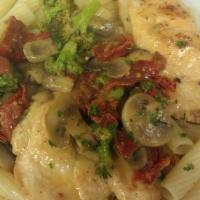 Chicken Summer · Sautéed with roasted red peppers, fresh mushrooms, broccoli and sundried tomatoes in a white...