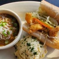 Soup & Po-Boy Combo · 1/2 PoBoy (choice of roast beef,
shrimp or fish), potato salad &
cup of gumbo or soup of the...