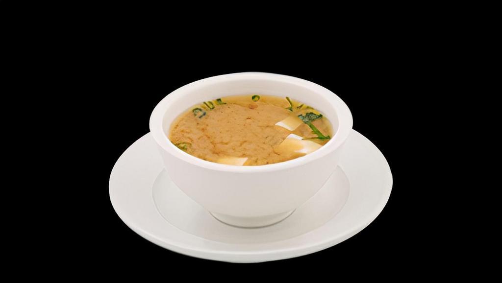 Miso Soup- · Healthy soy bean paste consomme with enoki mushroom, seaweed, and scallions