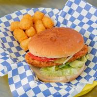 Crispy Chicken Sandwich · Crispy chicken breast with crispy lettuce, onions, tomatoes and Pickles