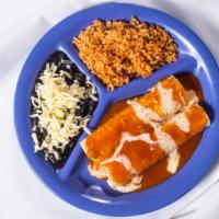 Enchiladas · Choice of: cheese, spicy tinga chicken, ground beef, chorizo, shredded beef, or barbacoa. Se...