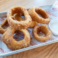 Onion Rings · Thick-cut, hand-breaded, double-dredged.