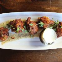 Corn And Crab Hushpuppies · citrus remoulade, honey-thyme butter.