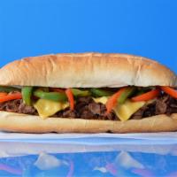 Grilled Pepper Philly Cheesesteak · Grilled Pepper Philly Cheesesteak loaded with steak, grilled peppers, and your choice of mel...