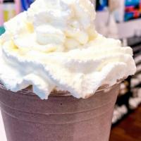 Frozen Hot Chocolate · Hot chocolate blended with ice and milk for a frosty treat