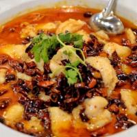 Boiled Fish Filets With Bean Sprouts In Hot Chili Oil 沸腾鱼片 · Spicy.
