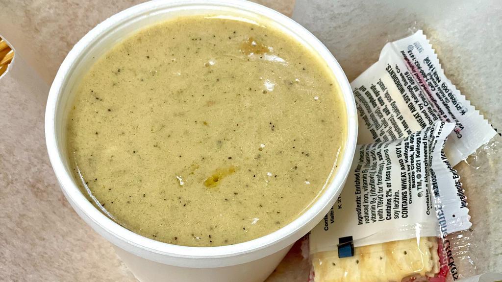 Wed- Potato Leek Soup · Comfort Food! We slow cook our soup with potatoes and leeks (onions) to bring out a delicious flavor that makes you feel right at home!