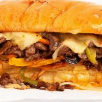 Loaded Philly Cheesesteak · Steak sandwich with grilled onions, mushrooms, pepper and your choice of cheese.