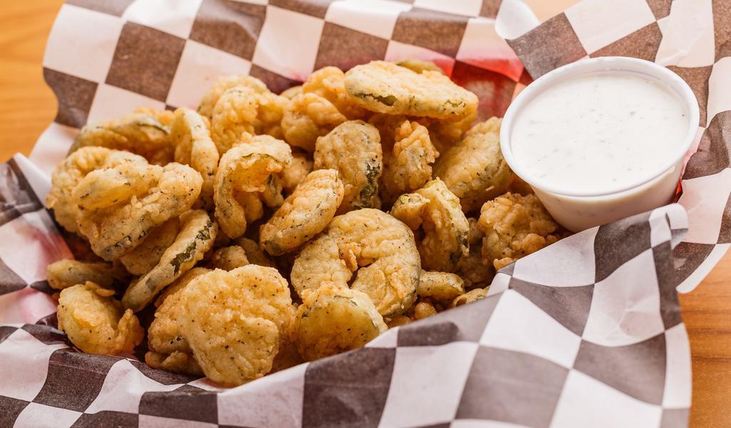 Fried Pickles · Served with homemade ranch dressing.