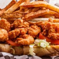 Shrimp Poboy · Fried shrimp with lettuce, tomato, and comeback sauce on French bread.