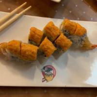 Hawaii Roll · Spicy. Cooked. Tempura shrimp and mango with spicy crab meat on top. Spicy. Sauce honey and ...