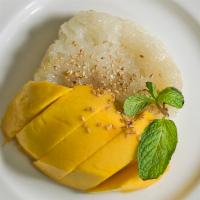 Sweet Rice With Mango · Sweet rice with coconut flavored served with sweet mango (seasonal).