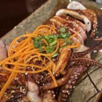 Squid Steak · Pan grilled squid with teriyaki sauce.