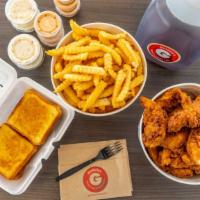 Family Meal · 25 chicken fingers, 4 fries, 4 toast, 4 slaw, 6 Guthrie's signature sauces and 1 gallon of t...