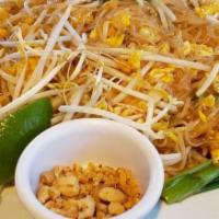 Pad Thai With Veggies · Thai noodle dish. Stir fried thin rice noodles with bean sprouts, onion, scrambled eggs and ...