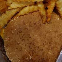 Fat Man Cheese Burgers, · and fries