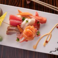 Sushi & Sashimi · Six pieces chef's choice sushi, eight pieces chef's choice assorted sashimi, one California ...