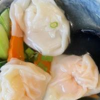 S 3. Shrimp Wonton Soup · Shrimp & pork-filled wontons served in a clear, savory broth and vegetables.
