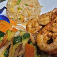 Hibachi Shrimp  · Served with miso soup,house salad,fried rice.