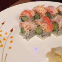 Chesapeake Roll · Crab salad on top,avocado and cucumber inside