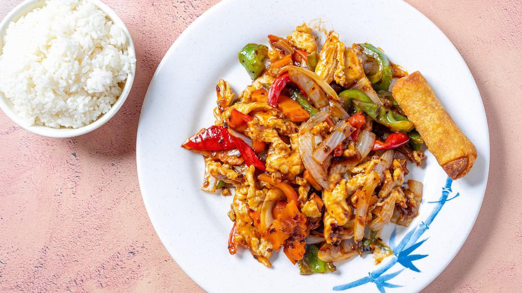 Hot And Spicy Chicken · Spicy. Chicken with green pepper, red pepper, onions, and carrots in hot and spicy sauce.