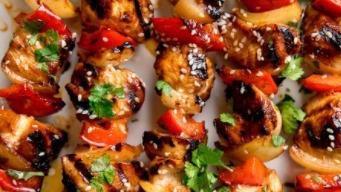 Chicken Kebab · Boneless chicken marinated with herbs and spices. Served with salad, hummus, and pita bread.