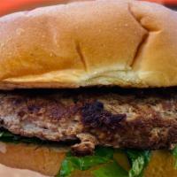 Turkey Burger · Grilled lean ground turkey seasoned with the special blend. Burger comes dressed with lettuc...