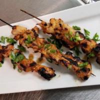 Chicken & Lemongrass Skewers (3) · Gluten-free.  Marinated with spices and lemongrass.