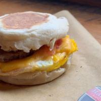 Egg & Cheese & Meat English Muffin · Sandwiches with Egg, Cheese and your choice of  Bacon, Sausage or Ham