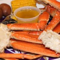 Dungeness Crab Legs · Cajun boiled dungeness crab legs 1 3/4 pounds served with corn, potatoes, and drawn butter.