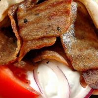 Gyro Sandwich · Gyro meat (beef & lamb), lettuce, tomato, onions, homemade tzatziki sauce.
