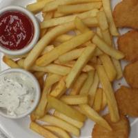 Chicken Nuggets · Chicken nuggets (5 pcs) served with fries.