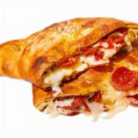 Pepperoni Lover’S Calzone · Three layers of Pepperoni, Parmesan with Basil and Oregano.