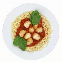 Chicken Parmesan · Parmesan Chicken Breast over Spaghetti topped with Marinara sauce and baked with Mozzarella ...